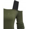 Women Outfit Contrast Color Asymmetric Shoulder Belt Top and Grommet Pants Set - Vert Armée S | US 4