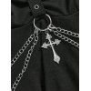 Women Gothic Outfit Ruched Chain Handkerchief Tank Top and Grommet Pants Set - Noir S | US 4