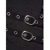 Women Gothic Outfit Ruched Chain Handkerchief Tank Top and Grommet Pants Set - Noir S | US 4