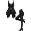 Women Gothic Outfit Ruched Chain Handkerchief Tank Top and Grommet Pants Set - Noir S | US 4