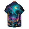 Halloween Couple Outfit Cross Moon Print Crossover Belt Midi Dress and Shirt Set - multicolor S | US 4