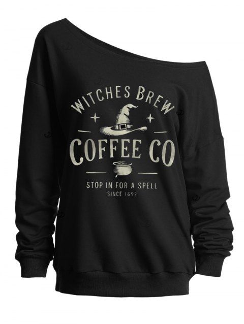 Sweat-shirt d'Halloween à imprimé chapeau de sorcier et lettres