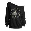 Sweat-shirt d'Halloween à imprimé chapeau de sorcier et lettres - Noir S | US 4
