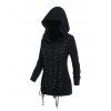 Veste à capuche à lacets et œillets floqués Veste gothique zippée avec capuche - Noir L