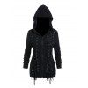 Veste à capuche à lacets et œillets floqués Veste gothique zippée avec capuche - Noir L