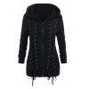 Veste à capuche à lacets et œillets floqués Veste gothique zippée avec capuche - Noir L