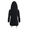 Veste à capuche à lacets et œillets floqués Veste gothique zippée avec capuche - Noir XXXL