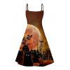 Robe D'Eté Ligne A à Bretelle Fine Chauve-souris Imprimé à Taille Haute sans Manches - Café profond XXXXXL | US 20