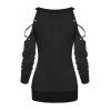 T-shirt Croisé à Epaule Ouverte à Œillets - Noir L