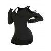 T-shirt Croisé à Epaule Ouverte à Œillets - Noir XL