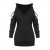 T-shirt Croisé à Epaule Ouverte à Œillets - Noir 3XL