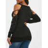T-shirt Croisé à Epaule Ouverte à Œillets - Noir 3XL