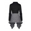 Haut Drapé Tricoté Asymétrique Bicolore à Manches Longues Faux Deux Pièces - Noir XXL