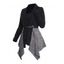 Haut Drapé Tricoté Asymétrique Bicolore à Manches Longues Faux Deux Pièces - Noir XL