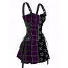 Robe gothique à carreaux et imprimé têtes de mort, mini-robe à lacets et bretelles à boucle pour Halloween - Violet Terne XXL | US 14