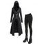 Punk Gothic Hooded Coat and Buckle Grommet Waist Long Pants Outfit - Noir S | US 4