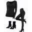 Gothic Outfit Crisscross Lace Up Top Grommet Buckle Leggings and Boots Set - Noir S | US 4