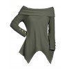 Haut texturé de couleur unie, haut mouchoir plié à épaules dénudées - Vert Armée XXL | US 14