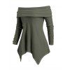 Haut texturé de couleur unie, haut mouchoir plié à épaules dénudées - Vert Armée XXL | US 14