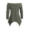 Haut texturé de couleur unie, haut mouchoir plié à épaules dénudées - Vert Armée XXL | US 14