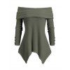 Haut texturé de couleur unie, haut mouchoir plié à épaules dénudées - Vert Armée XXL | US 14