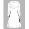 Robe à capuche d'Halloween avec nœud papillon fantôme, imprimé citrouille et chauve-souris, à lacets et cordons de serrage - Blanc XXL | US 14