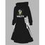 Robe à capuche imprimée fille avec parapluie, mini-robe à lacets et cordons de serrage - Noir XXL | US 14
