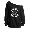 Sweat-shirt d'Halloween mignon avec imprimé de lettres fantômes et col incliné - Noir XXL | US 14