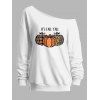 Sweat-shirt d'Halloween à carreaux léopard, pois, citrouille, imprimé lettres, col incliné - Blanc XXL | US 14