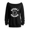Sweat-shirt d'Halloween mignon avec imprimé de lettres fantômes et col incliné - Noir XXL | US 14