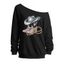 Sweat-shirt imprimé chapeau de cowboy à paillettes et sandales à col oblique - Noir XXL | US 14