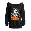 Sweat-shirt d'Halloween à col incliné avec imprimé crâne, fantôme et citrouille - Noir XXL | US 14