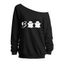 Sweat-shirt mignon pour Halloween, imprimé lettres fantômes, col incliné - Noir XXL | US 14