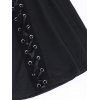 Pantalon évasé à lacets de couleur unie, pantalon long ajouré à taille élastique - Noir XL | US 10