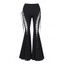 Pantalon évasé à lacets de couleur unie, pantalon long ajouré à taille élastique - Noir XL | US 10