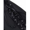 Pantalon évasé à lacets de couleur unie, pantalon long ajouré à taille élastique - Noir XL | US 10