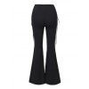 Pantalon évasé à lacets de couleur unie, pantalon long ajouré à taille élastique - Noir XL | US 10