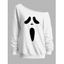 Sweat-shirt gothique à col oblique et imprimé grimace pour Halloween - Blanc XXL | US 14