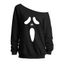 Sweat-shirt gothique à col oblique et imprimé grimace pour Halloween - Blanc XXL | US 14