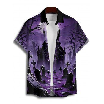 Gothic Couple Outfit Halloween Night Cross Print Mini Dress and Shirt Set