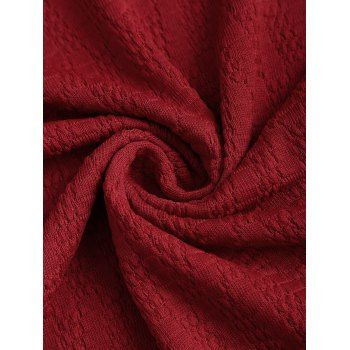 Colorblock Hoodie Top Textured Long Sleeve Top with Hooded