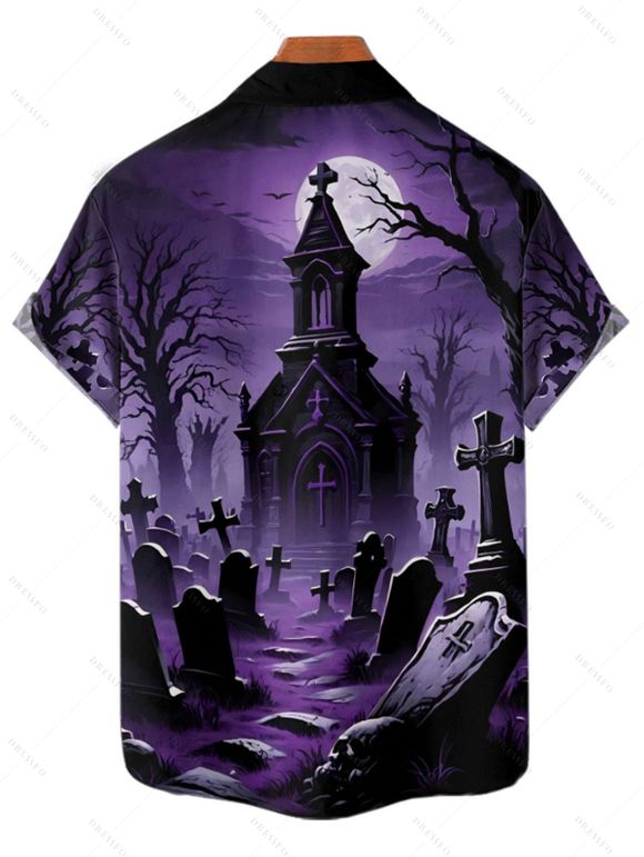 Gothic Couple Outfit Halloween Night Cross Print Mini Dress and Shirt Set - Concorde S | US 4