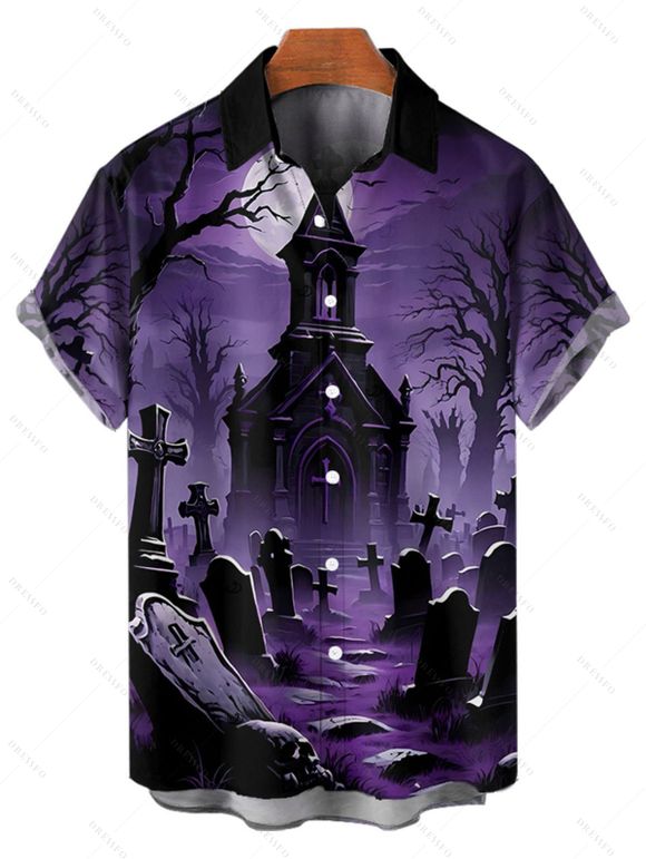 Chemise gothique pour homme, boutonnée, imprimé croix, nuit d'Halloween - Concorde XXXXL | US 18