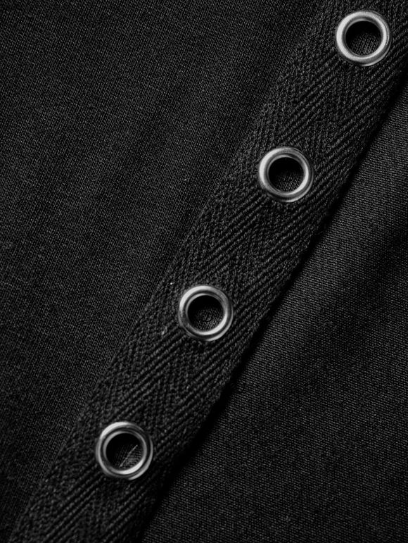 Women Outfit Lace Up Cinched Hoodie Top and Grommet Leggings Set - Noir S | US 4