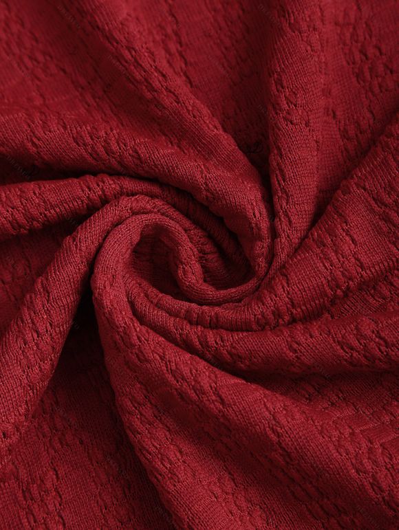 Women Outfit Colorblock Textured Hoodie Top and Snap Button Leggings Set - Rouge Vineux S | US 4