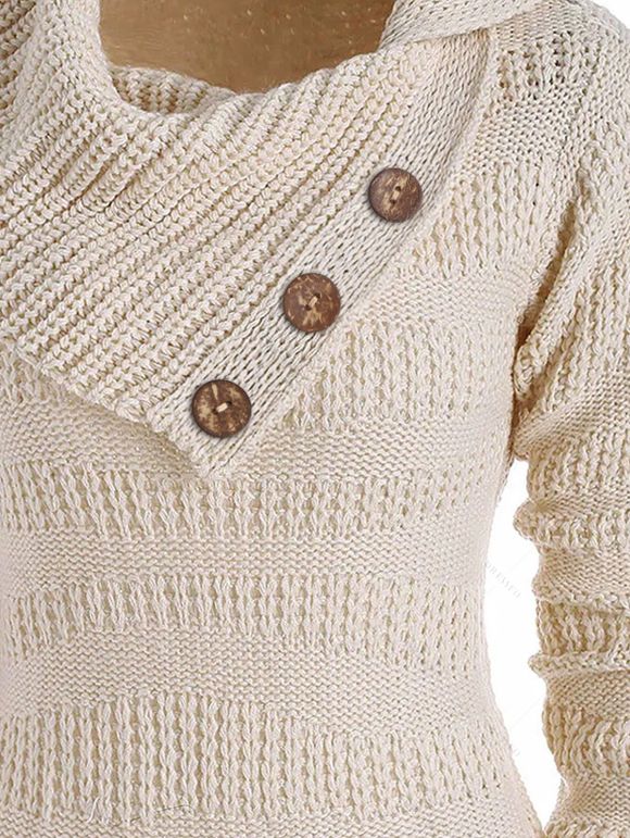 Women Outfit Solid Color Textured Sweater and Snap Button Leggings Set - Beige S | US 4