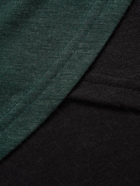 Women Outfit Contrast Color Wrap Blouse and Snap Button Leggings Set - Vert profond S | US 4