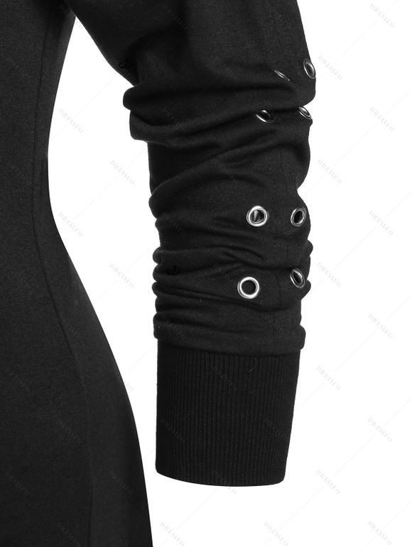 Women Outfit Open Shoulder Crisscross T Shirt and Grommet Leggings Set - Noir S | US 4