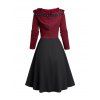 Ensemble haut à capuche gothique à œillets et robe caraco trapèze sans manches de couleur unie - Noir XXL