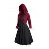 Ensemble haut à capuche gothique à œillets et robe caraco trapèze sans manches de couleur unie - Noir XXL